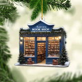 MAPrints Personalized Christmas Bookstore Ornament, Bookshop 2024 Christmas Tree Decorations, Bookshop for Book Lovers Librarian Book Club Ornament, 2D Flat Acrylic Bookstore Stacked Ornament (BS 2)